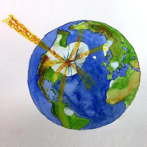 A globe with the earth in it's center.